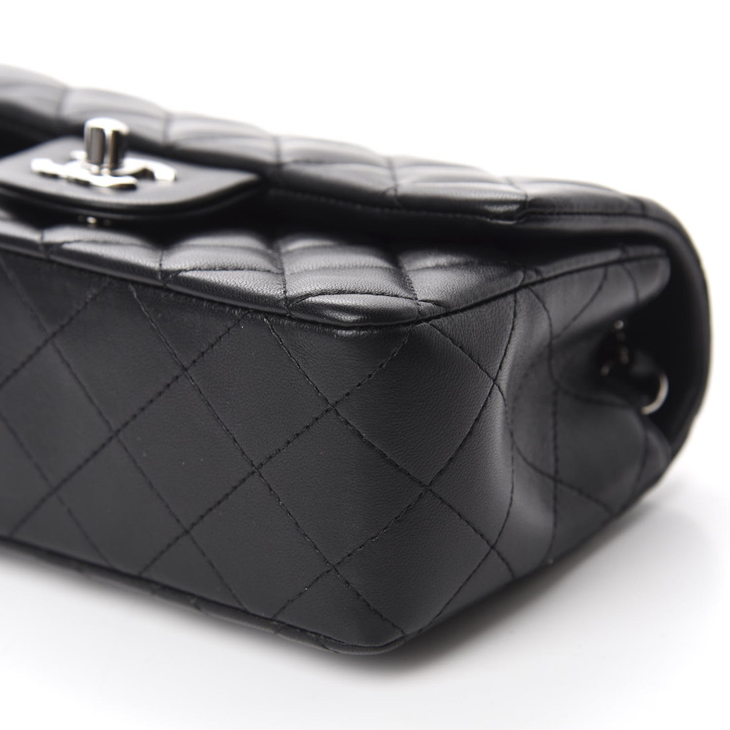 Lambskin Quilted Mini Rectangular Flap Black