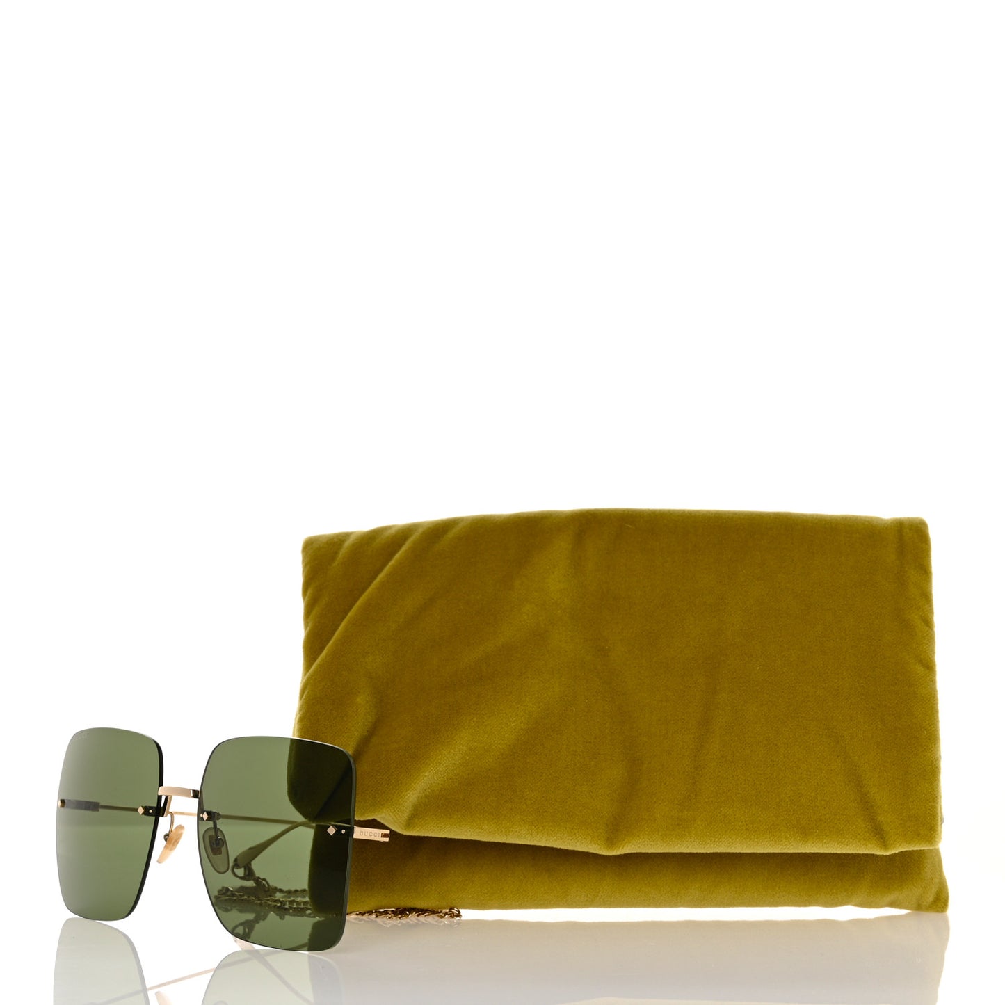 Acetate Detachable Charm Square Frame Sunglasses GG1147S Green