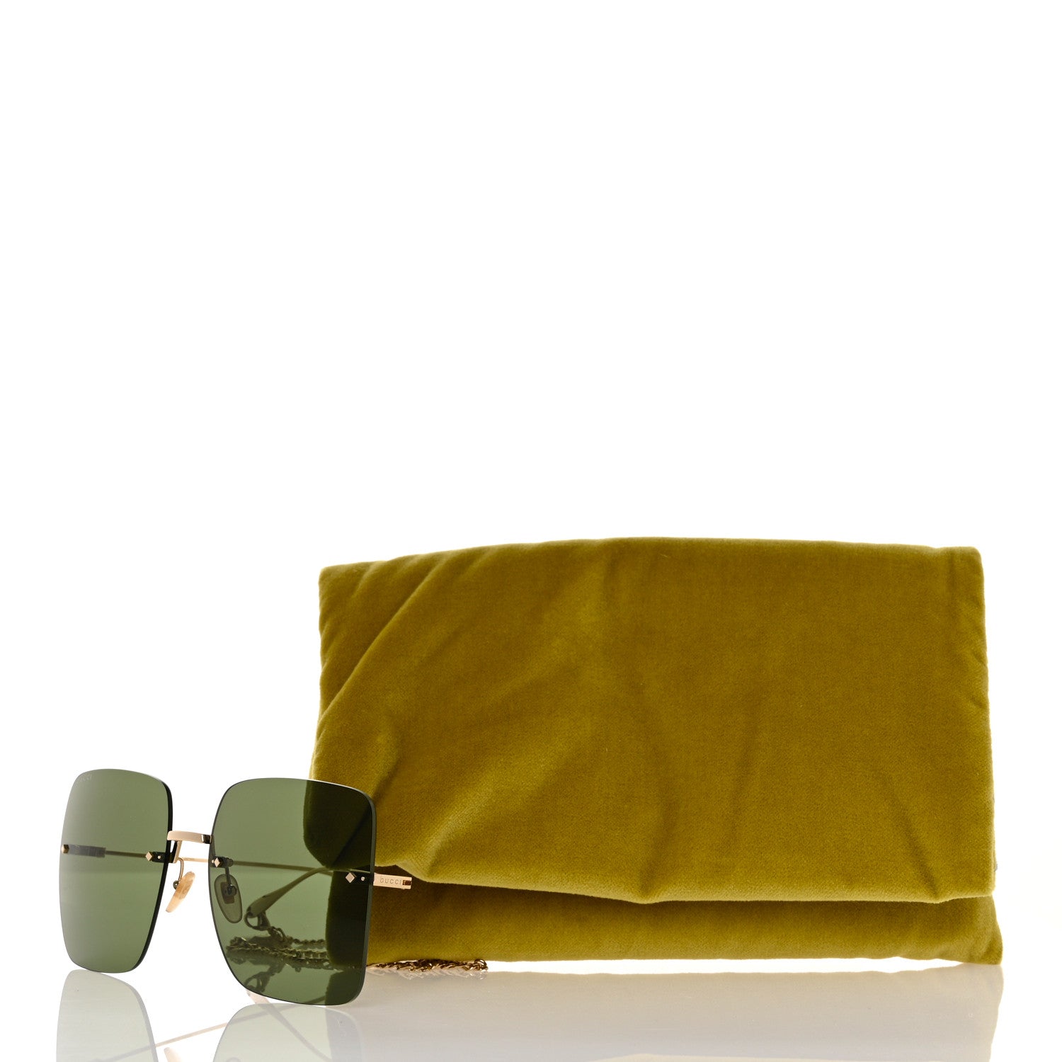 Gucci Acetate Detachable Charm Square Frame Sunglasses GG1147S Green 8 of 8