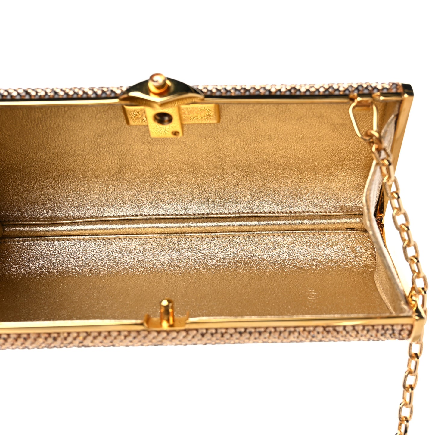 Swarovski Crystal Minaudiere Clutch Gold