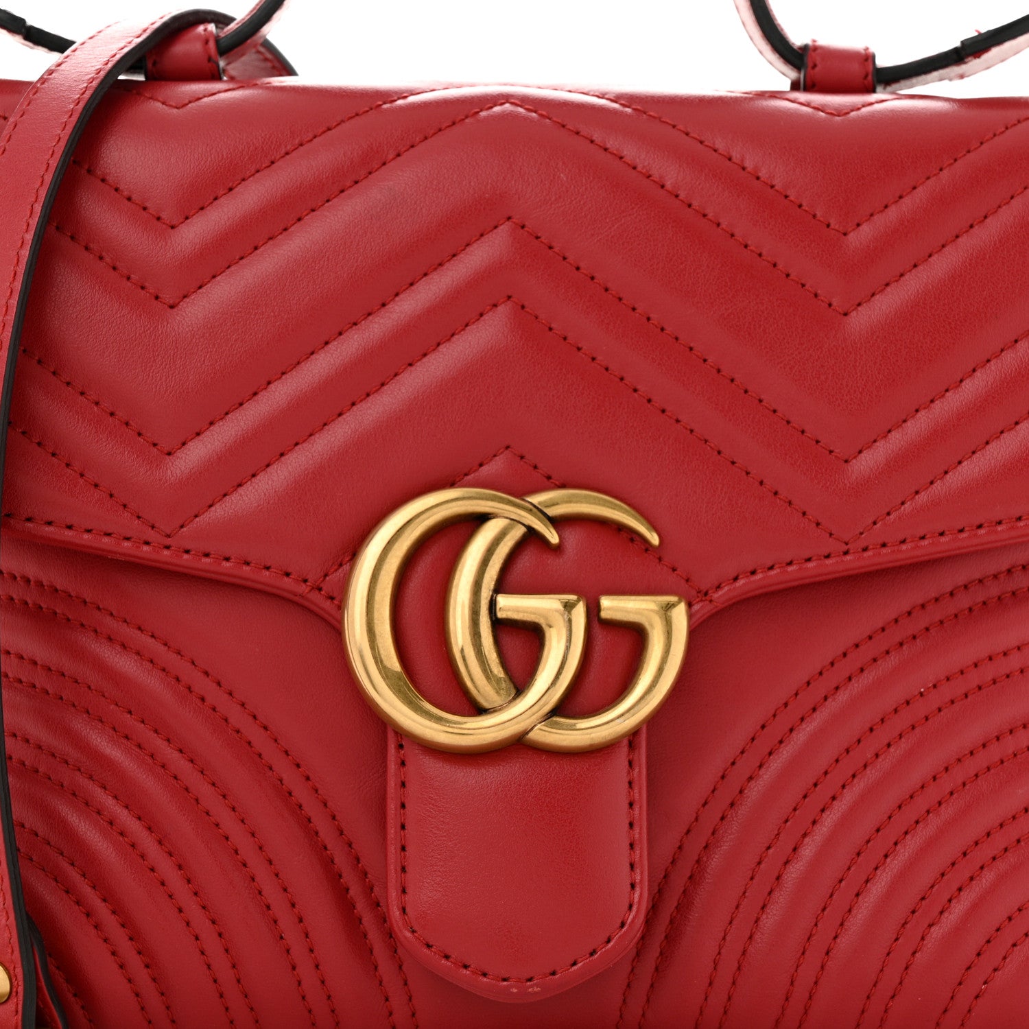 Gucci Calfskin Matelasse Small GG Marmont Top Handle Shoulder Bag Hibiscus Red 8 of 10