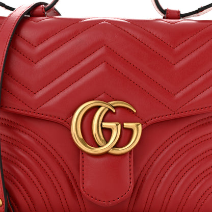 Gucci Calfskin Matelasse Small GG Marmont Top Handle Shoulder Bag Hibiscus Red 8 of 10
