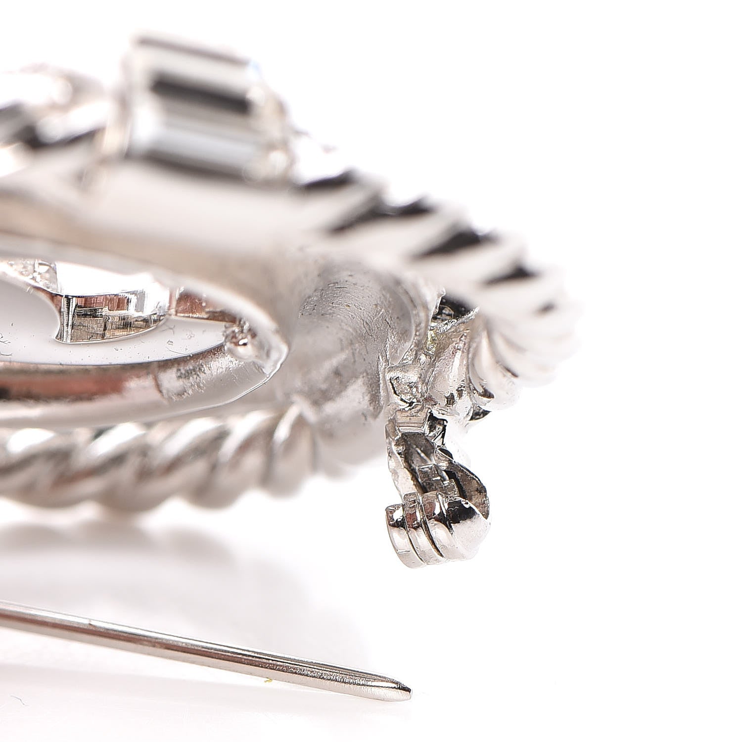 Chanel Crystal CC Lifesaver Pin Brooch Silver 5 of 6