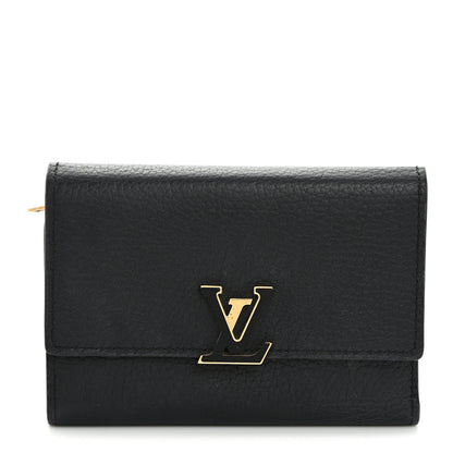 Louis Vuitton Taurillon Capucines Compact Wallet Black 1 of 7