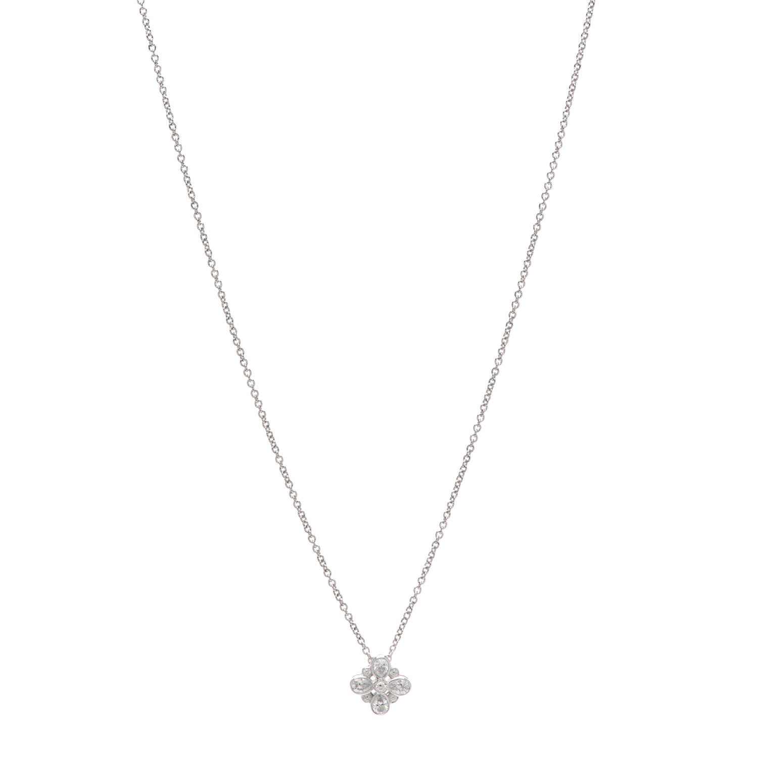 Tiffany Platinum Diamond Enchant Flower Pendant Necklace 1 of 5