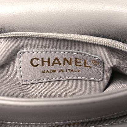 Chanel Lambskin Quilted Small Chain Top Handle Flap Grey 6 of 10