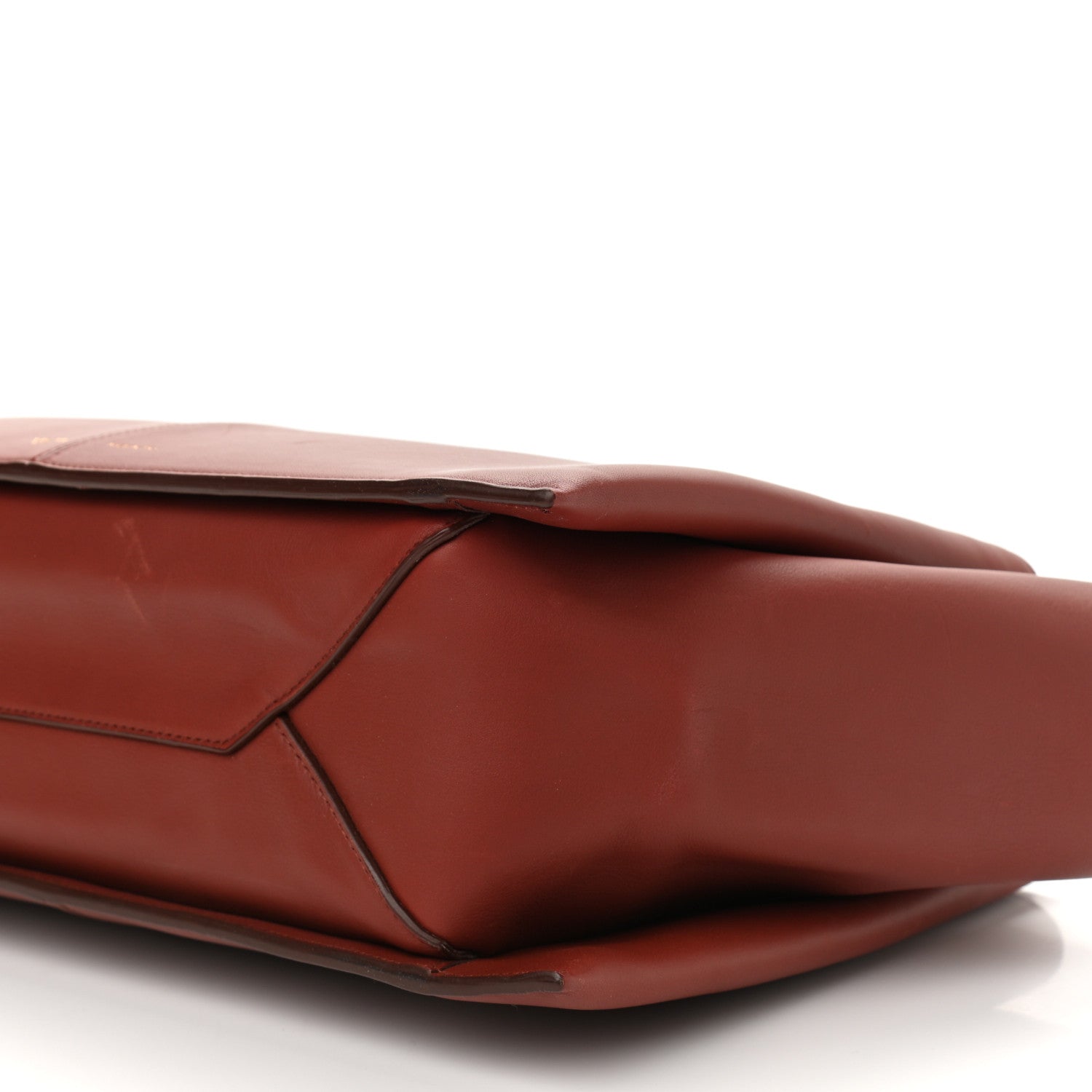 Celine Calfskin Medium Tri-Fold Bag Red Wood 9 of 10