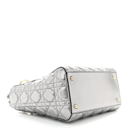 Christian Dior Metallic Grained Calfskin Cannage Medium Supple Lady Dior Silver 4 of 11