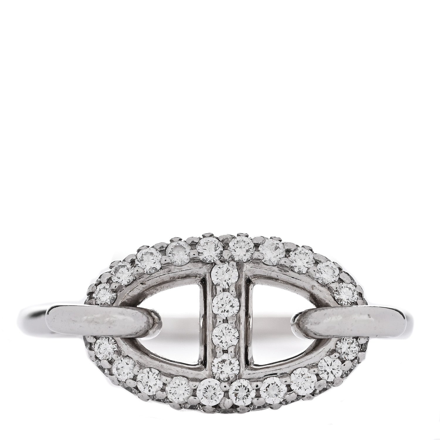 Hermes 18K White Gold Diamond New Farandole Ring 53 6.25 1 of 4