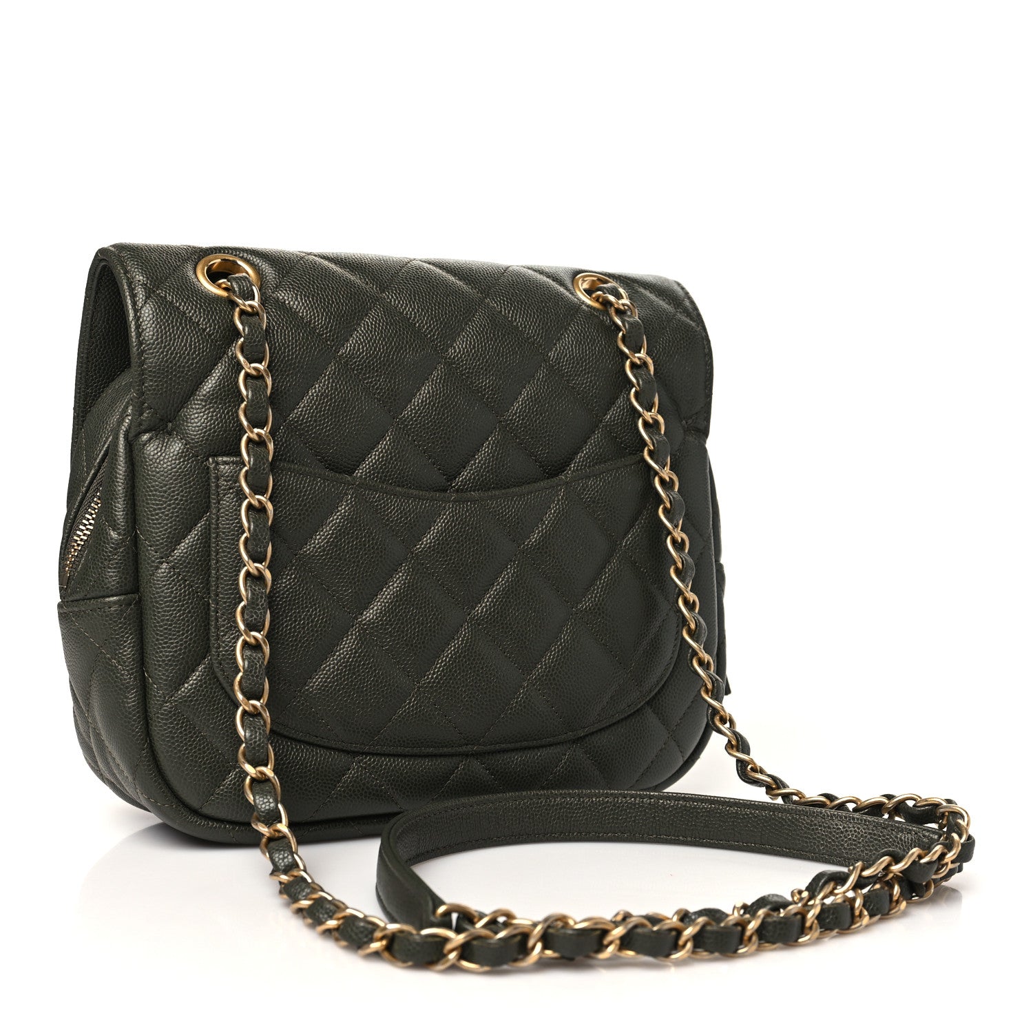 Chanel Caviar Quilted Zip Flap Khaki 2 of 11