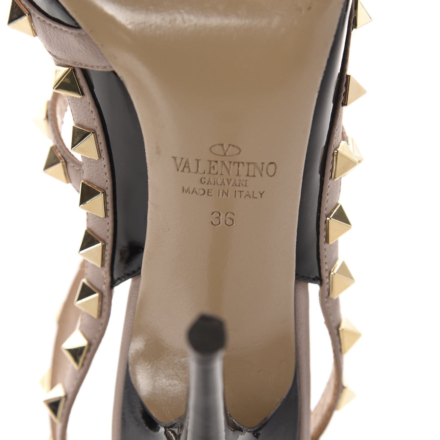Patent Nappa Rockstud Ankle Strap 100mm Pumps 36 Black Poudre