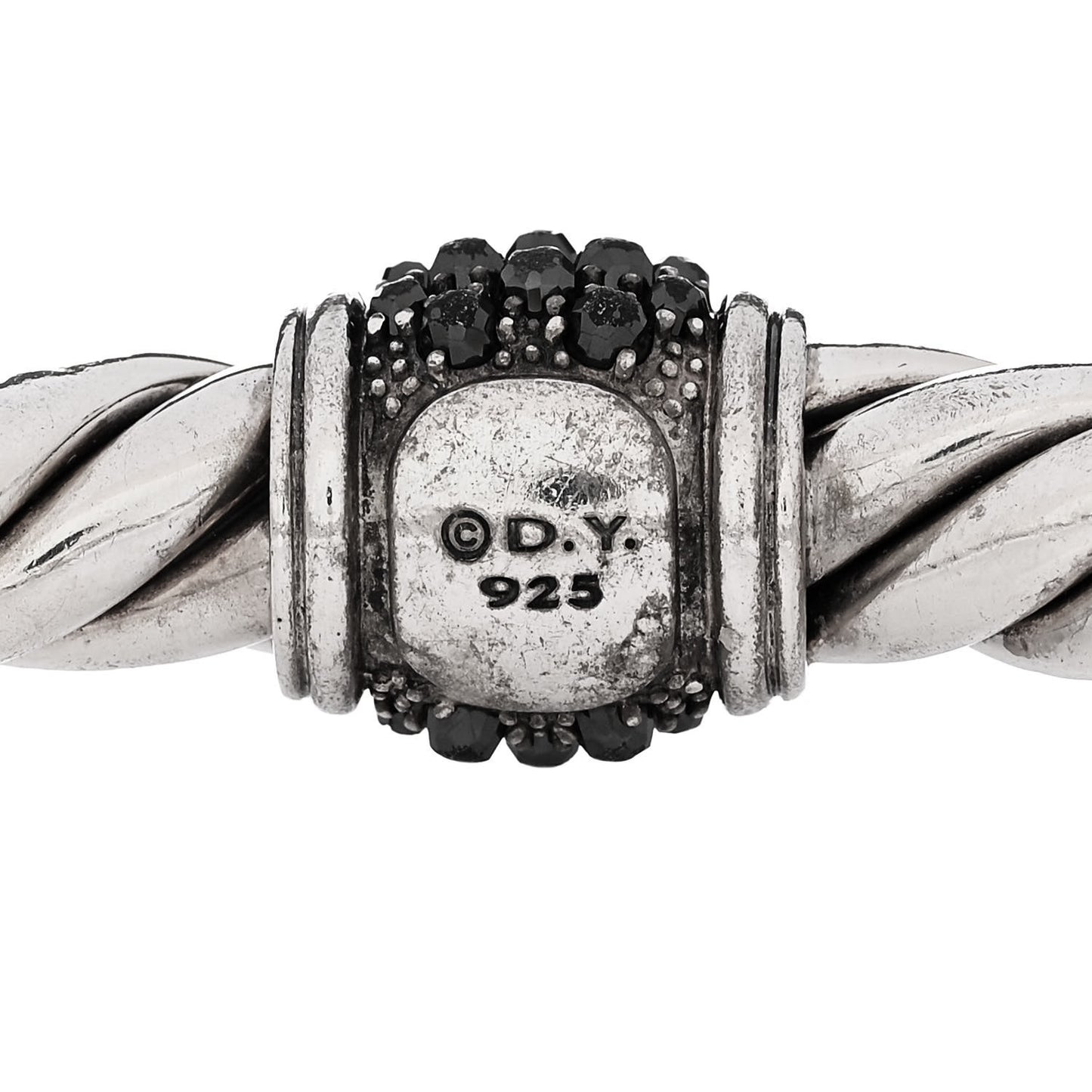 Sterling Silver Hematite 9mm Osetra Hinged Cable Bracelet