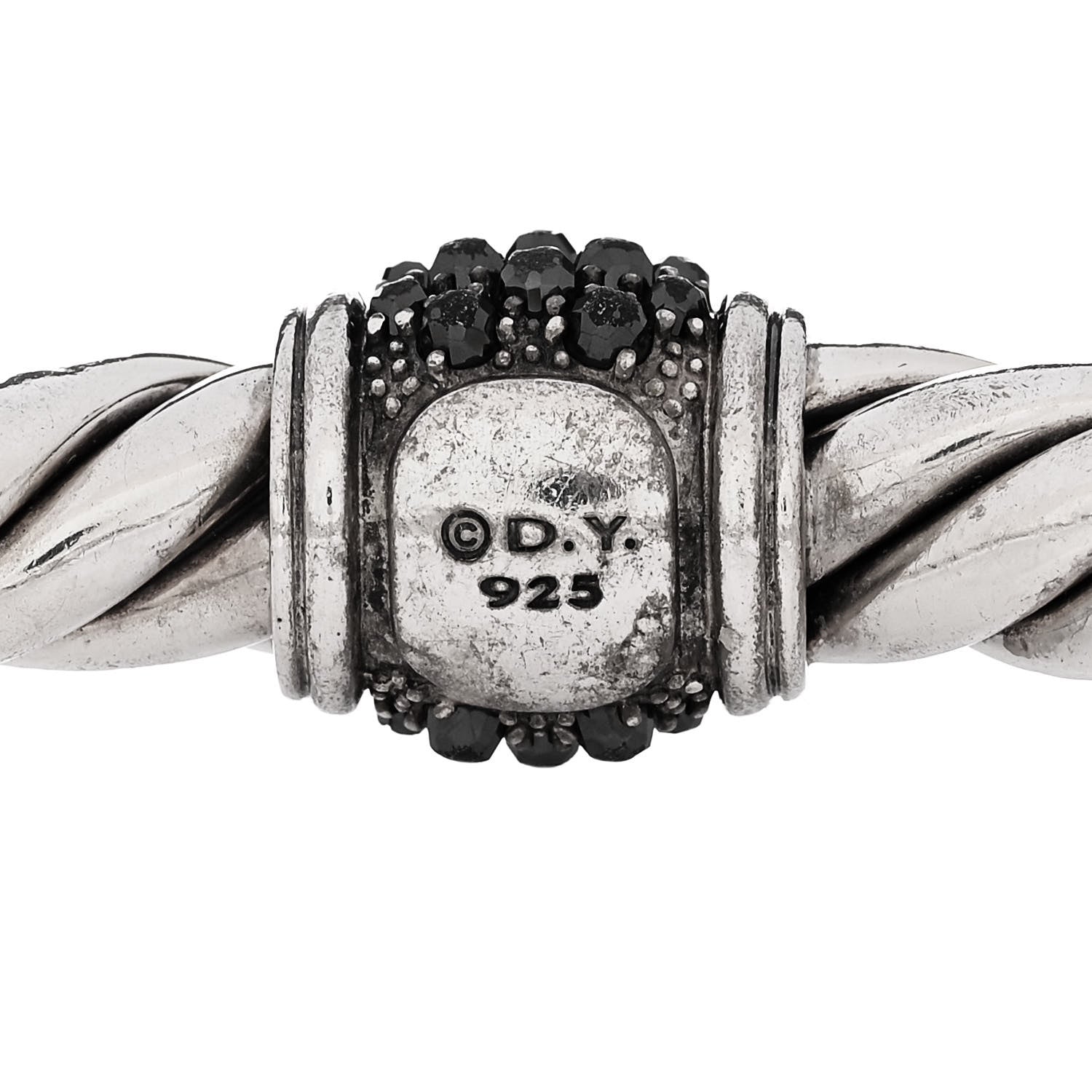 David Yurman Sterling Silver Hematite 9mm Osetra Hinged Cable Bracelet 3 of 3