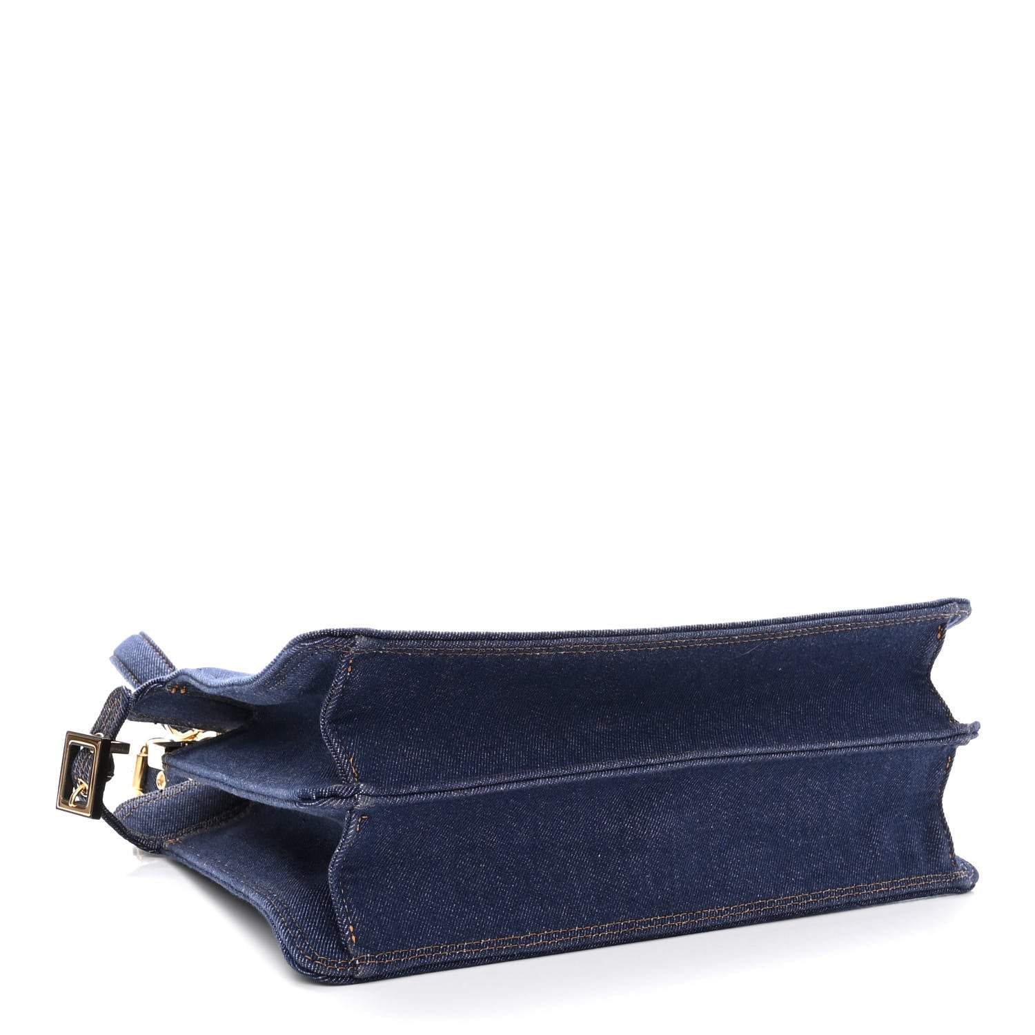 Fendi Denim Fabric Jacquard Cuoio FF 1974 Medium Peekaboo I SEE U Satchel Blue Tobacco Moro 4 of 11