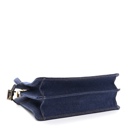 Fendi Denim Fabric Jacquard Cuoio FF 1974 Medium Peekaboo I SEE U Satchel Blue Tobacco Moro 4 of 11