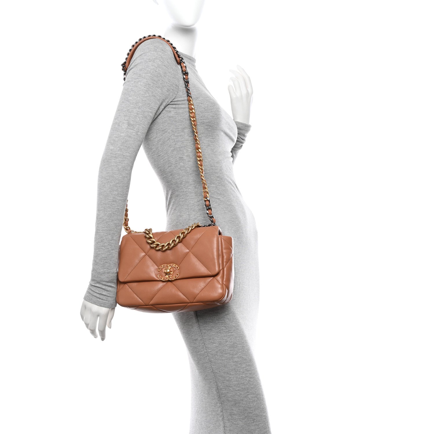 Chanel Lambskin Quilted Medium Chanel 19 Flap Brown 2 of 10