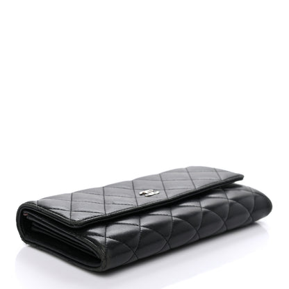 Chanel Lambskin Quilted Large Gusset Flap Wallet Black 4 of 9