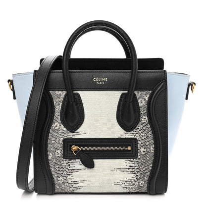 Celine Lizard Smooth Calfskin Nano Tri-Color Luggage Mineral 1 of 14