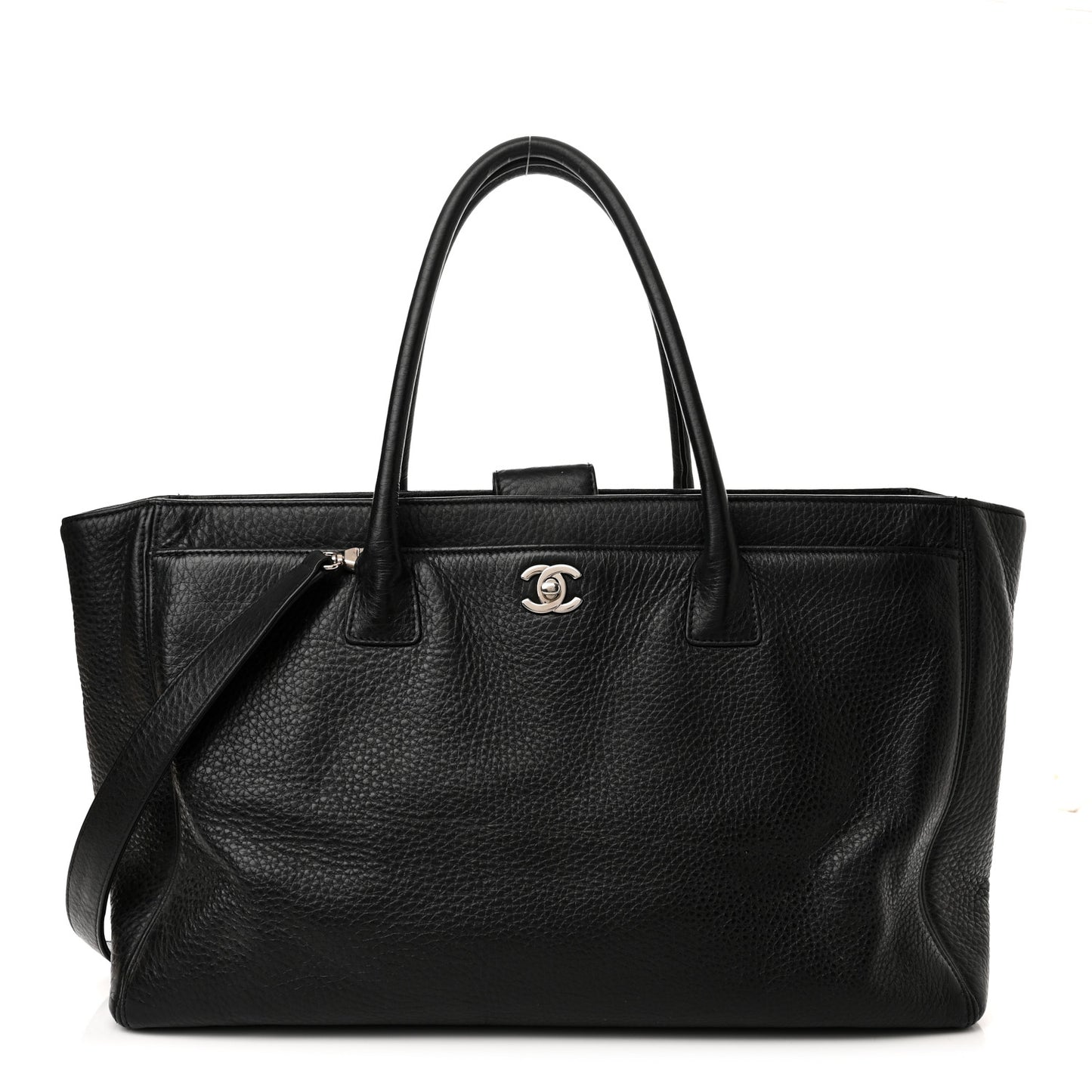 Calfskin Cerf Executive Shopper Tote Black