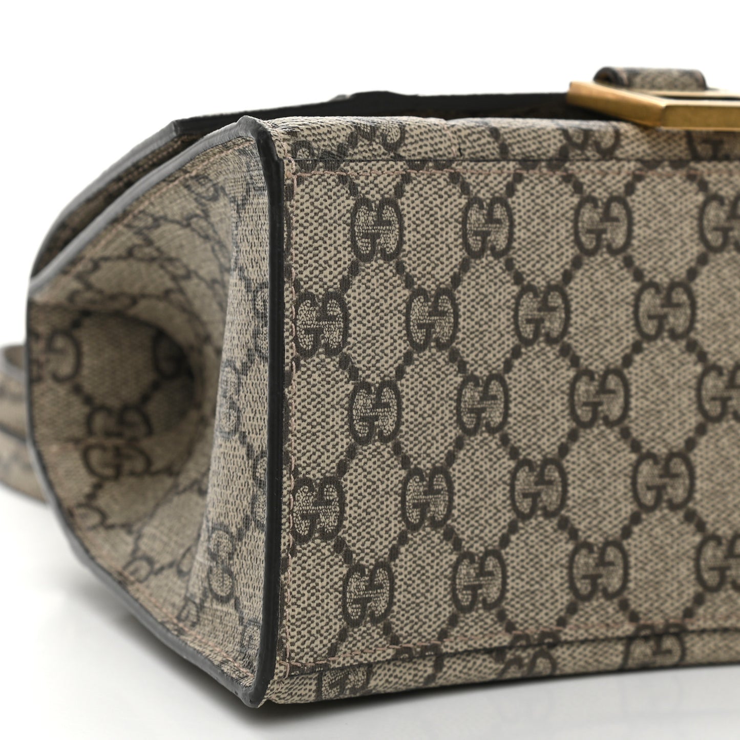 X GUCCI GG Supreme Monogram Small Hourglass Top Handle Bag Beige Ebony