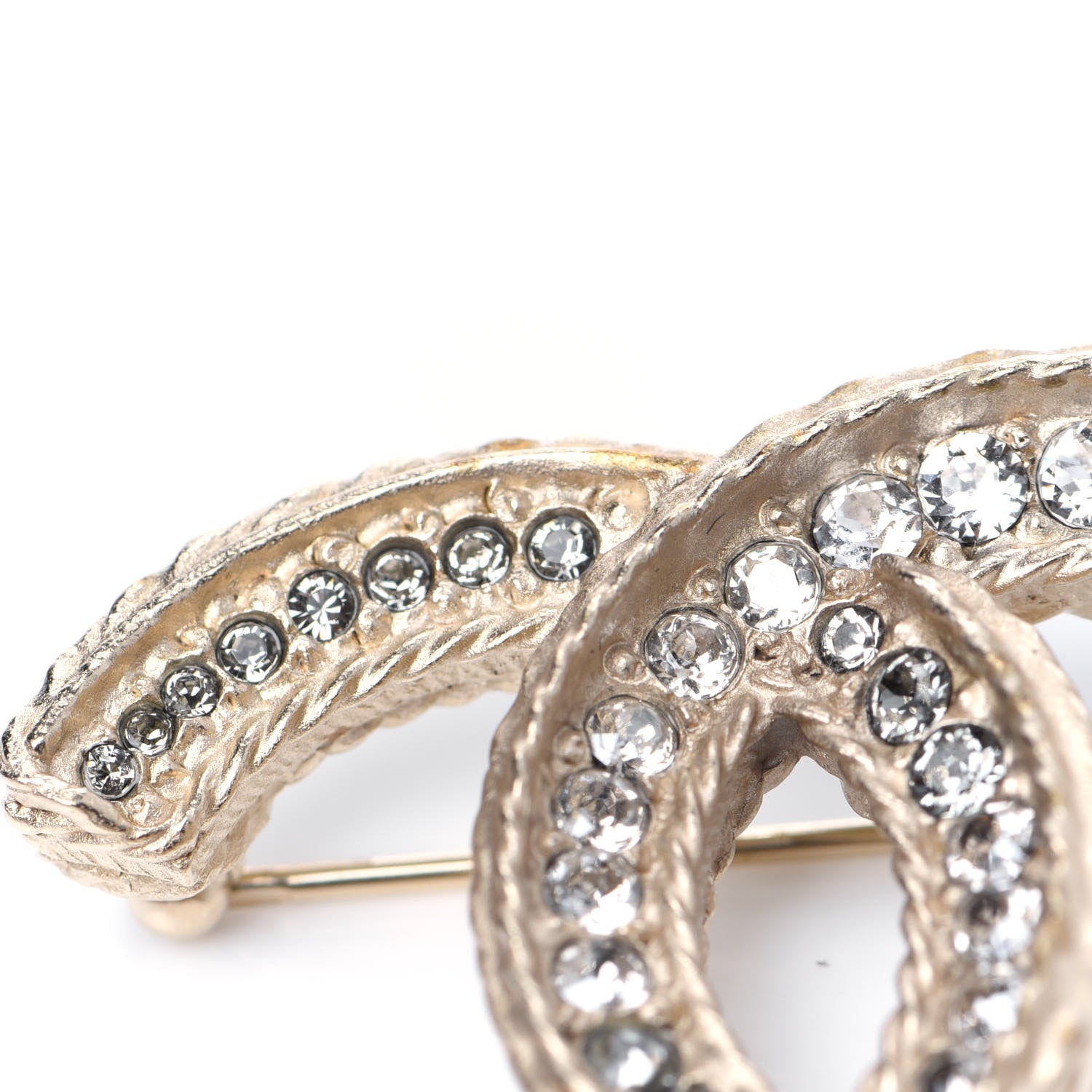 Chanel Crystal CC Brooch Pin Light Gold 7 of 8