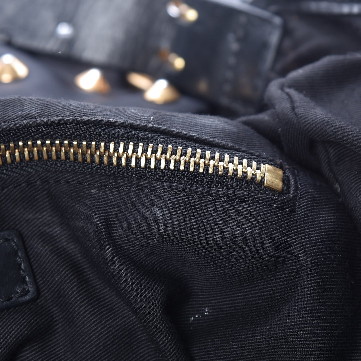 Nylon Studded Shoulder Bag Black