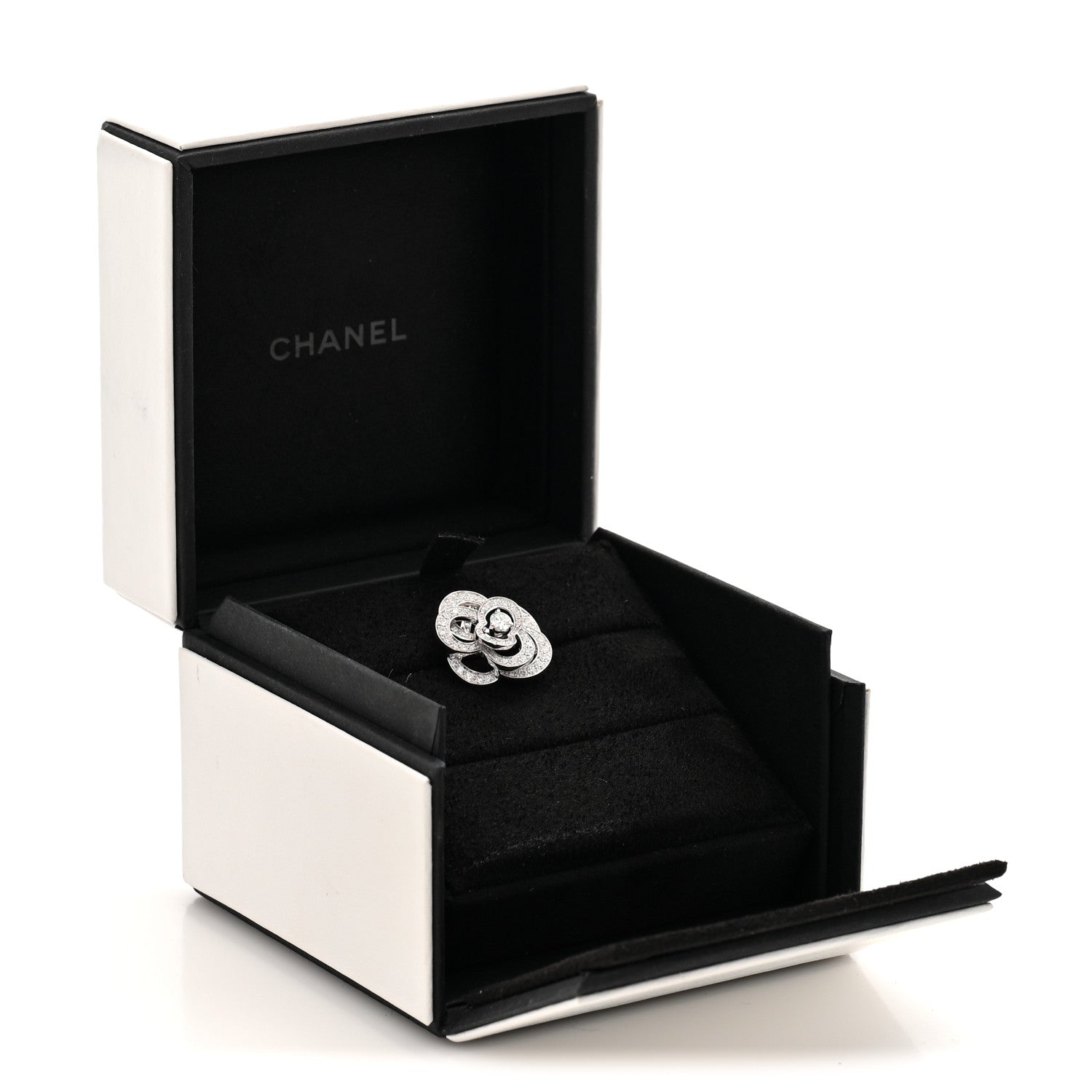Chanel 18K White Gold Diamond Fil de Camelia Ring 47 4 6 of 6