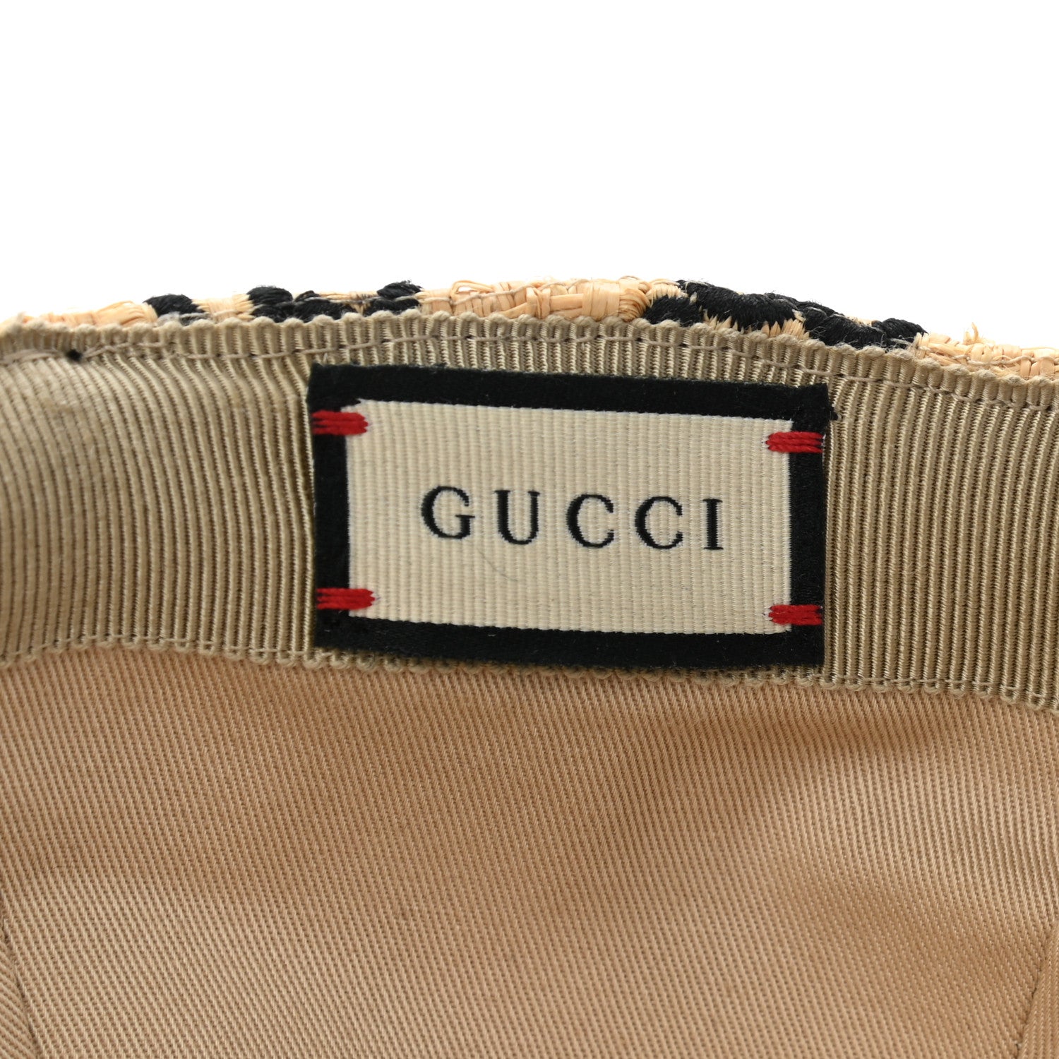 Gucci Raffia GG Monogram Elaphe Embroidered Aisha Baseball Hat L Ivory Black 8 of 10