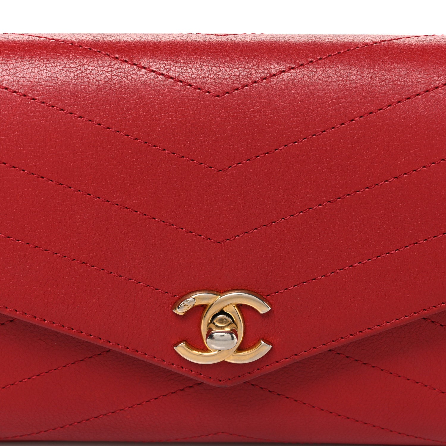 Chanel Calfskin Chevron Stitched Coco Waist Bag Red 8 of 10