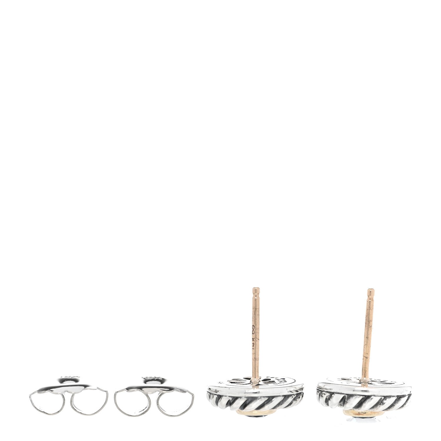 David Yurman Sterling Silver 14K Yellow Gold Blue Topaz Cookie Cable Earrings 3 of 6