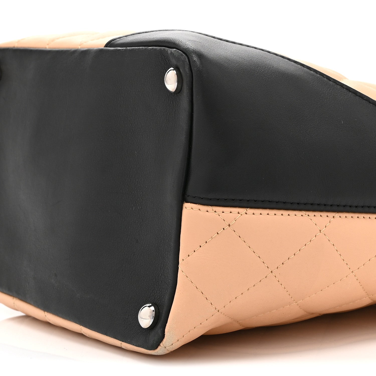 Chanel Calfskin Quilted Medium Cambon Tote Beige Black 10 of 11
