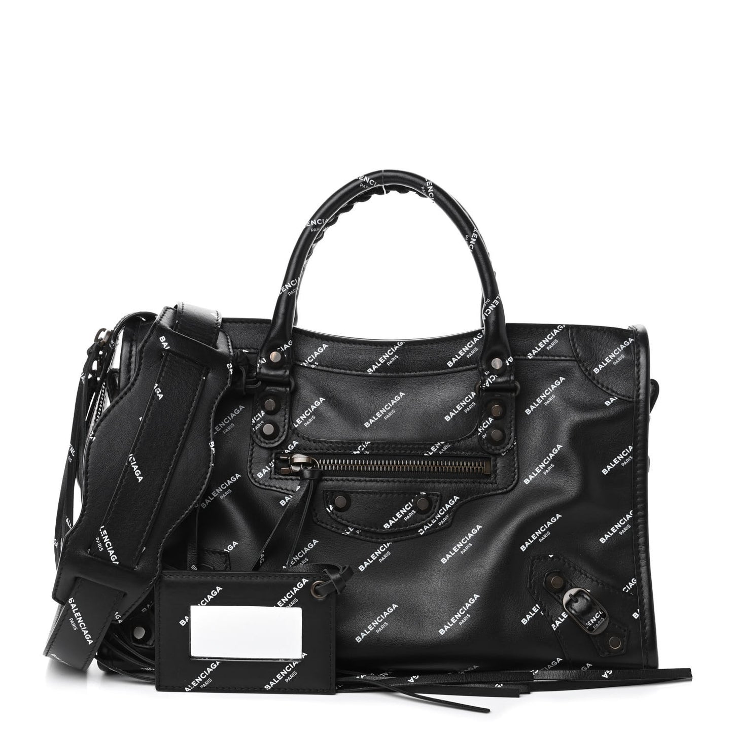 Veau Allover Logo Classic Hardware S City Black White