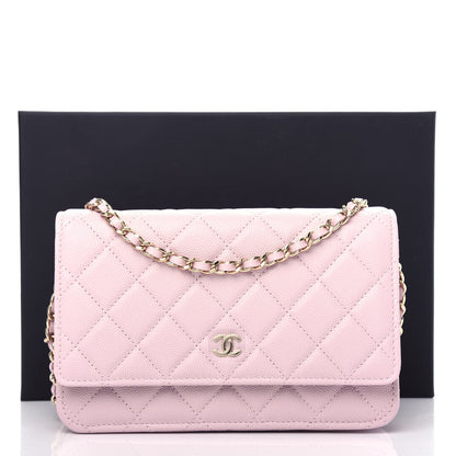 Chanel Caviar Quilted Wallet On Chain WOC Light Pink 12 of 12