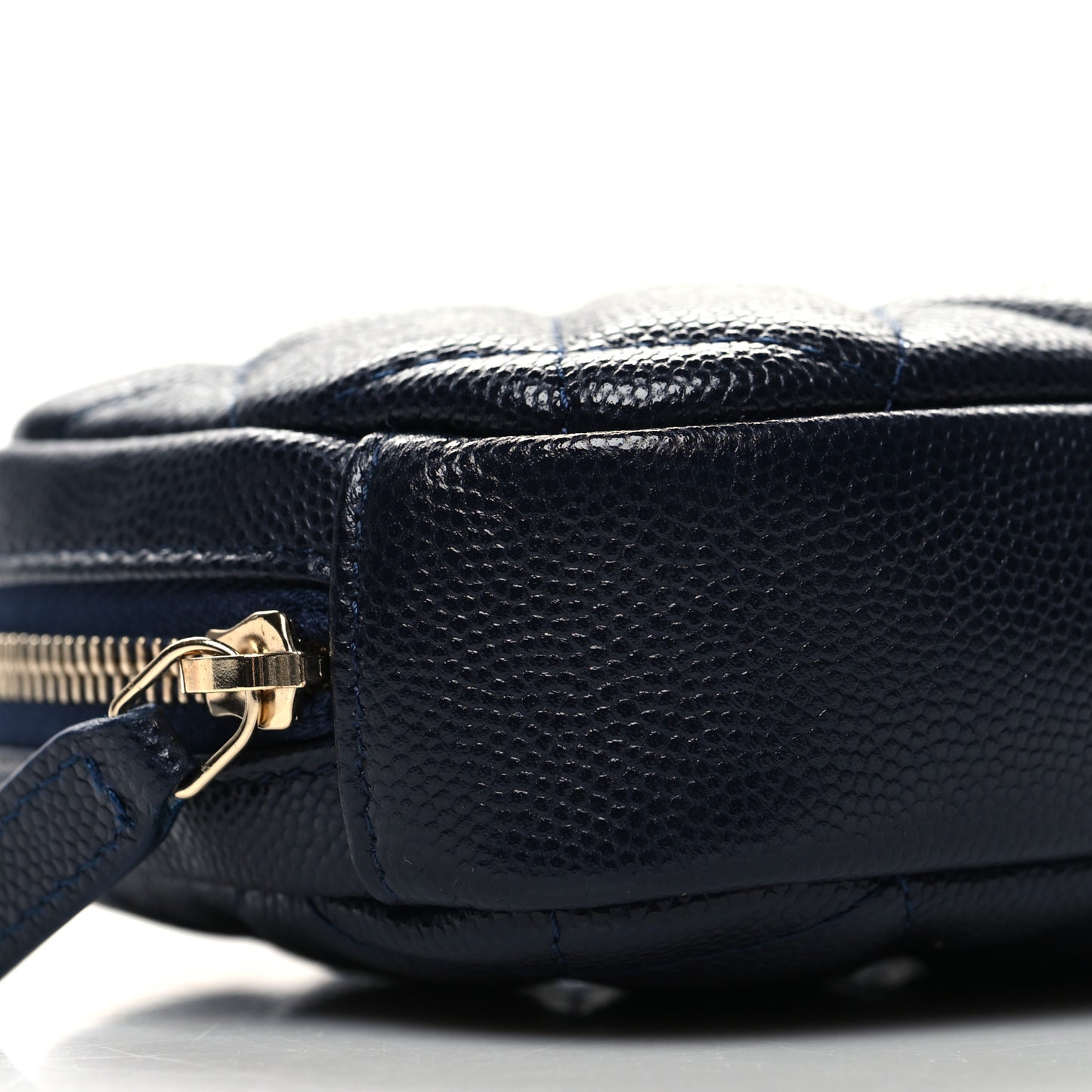 Caviar Quilted Small Curvy Pouch Cosmetic Case Navy