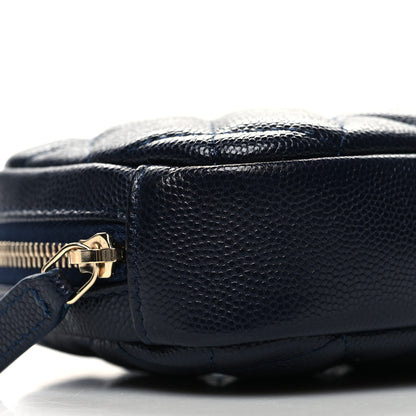 Chanel Caviar Quilted Small Curvy Pouch Cosmetic Case Navy 9 of 10