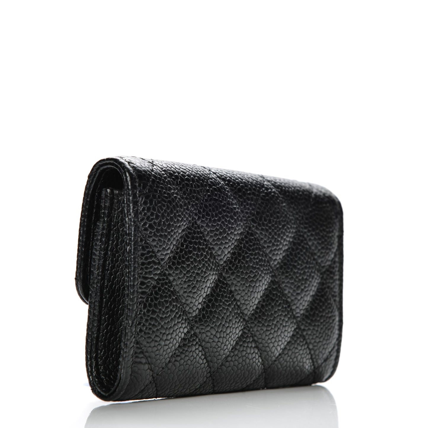 Caviar Quilted Flap Card Holder Black
