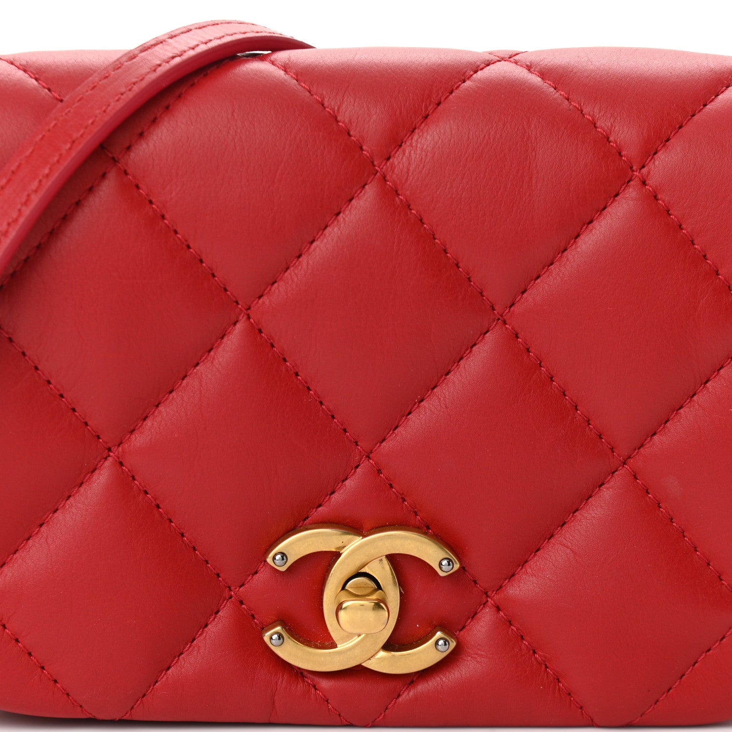 Chanel Calfskin Quilted Mini Nailed CC Flap Bag Red 8 of 11