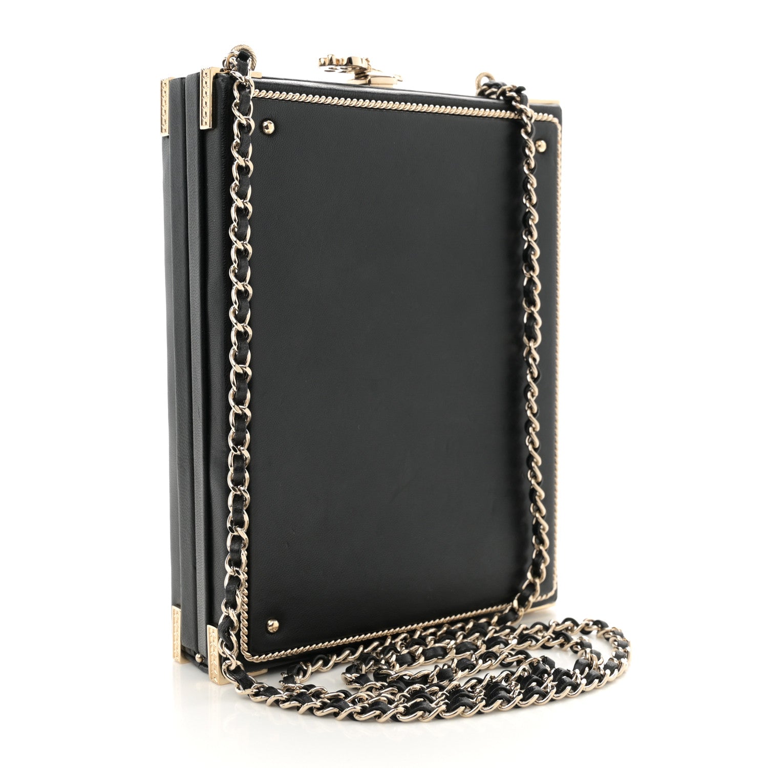 Chanel Lambskin Room Card Minaudiere Evening Bag Black Gold 3 of 11