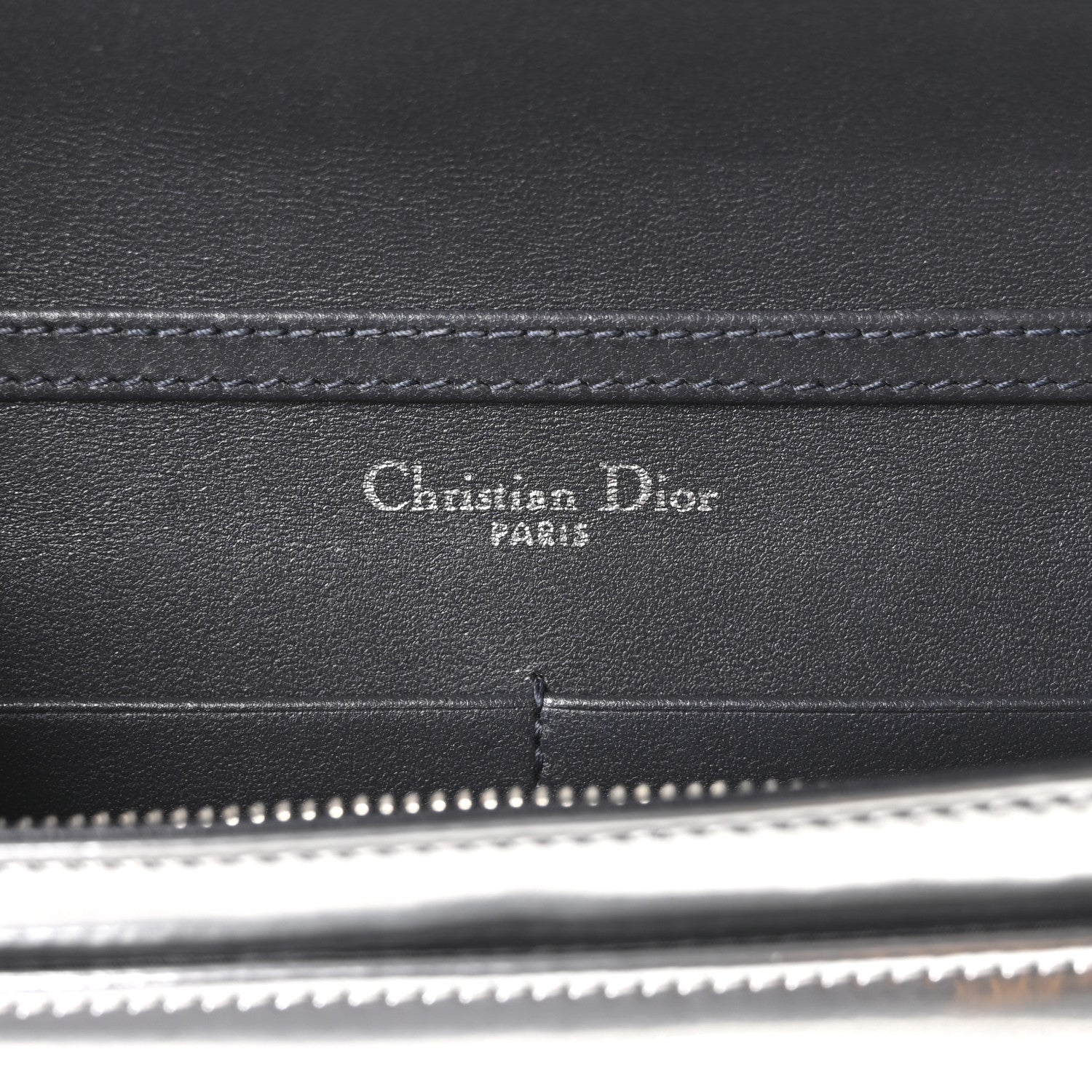 Christian Dior Metallic Patent Micro-Cannage Diorama Wallet on