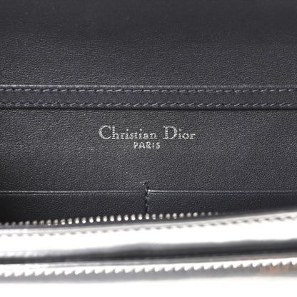Christian Dior Metallic Patent Micro-Cannage Diorama Wallet on Chain Pouch Silver 6 of 10