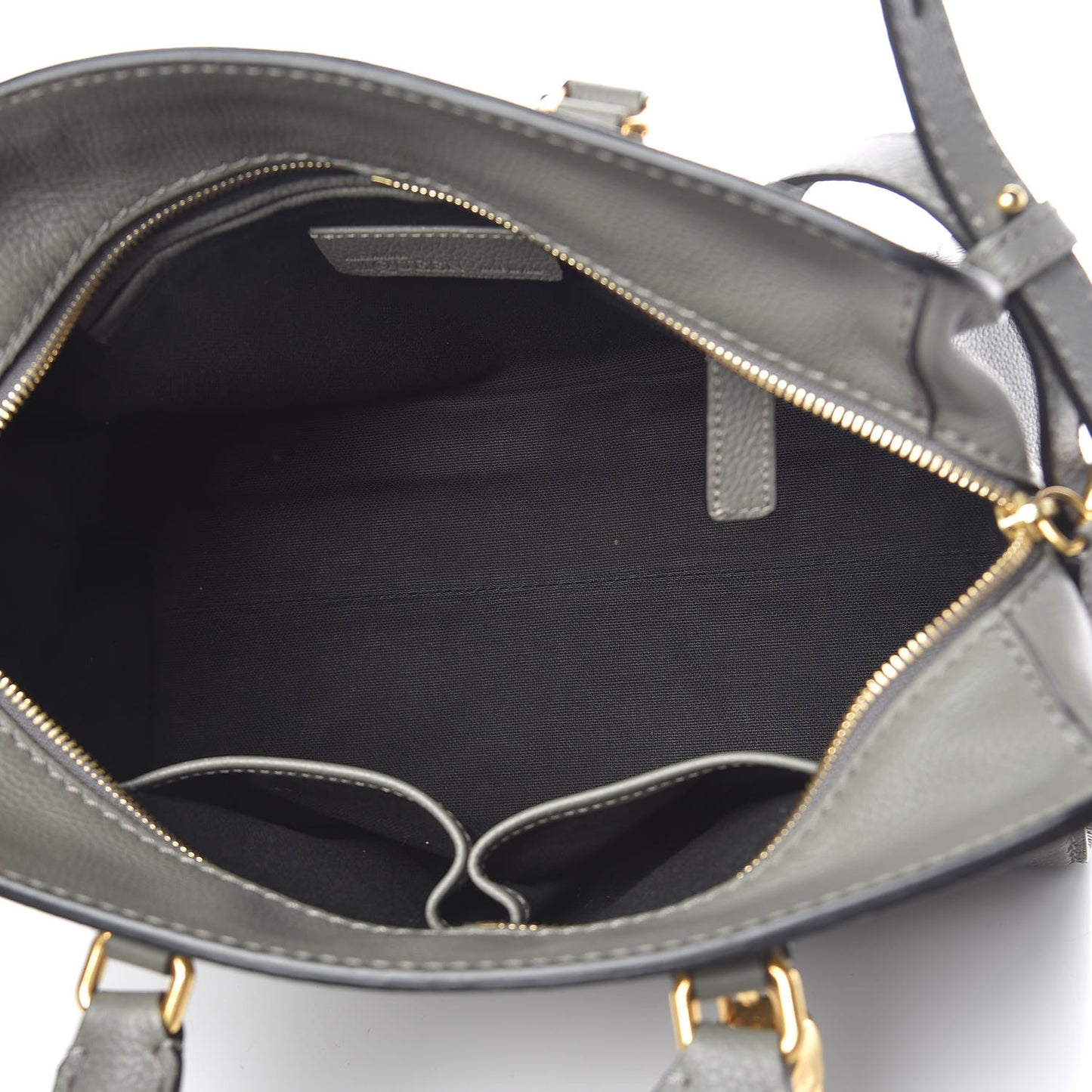 Pebbled Calfskin Small Skull Padlock Zip Around Tote Dark Grey