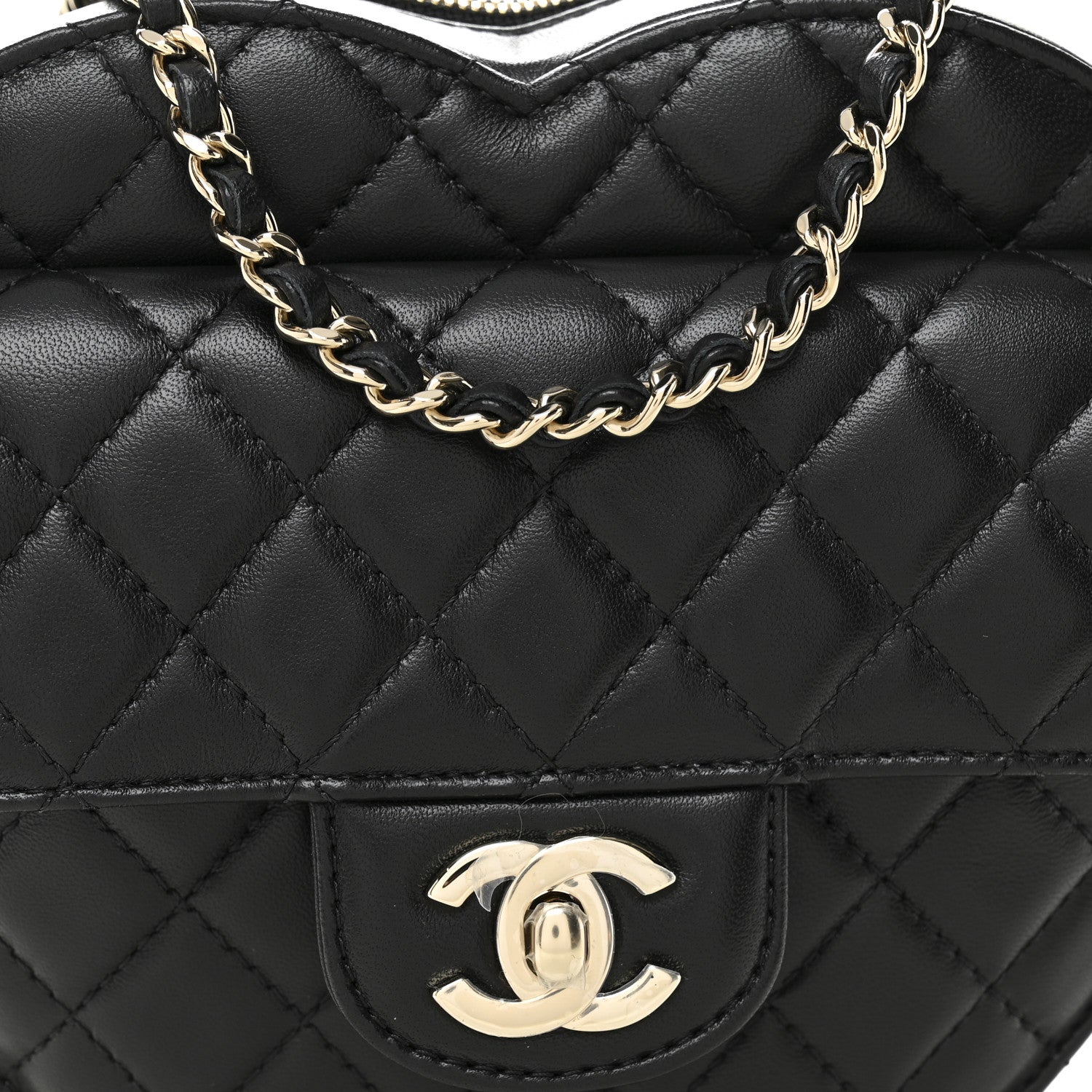 Chanel Lambskin Quilted Large CC In Love Heart Bag Black 8 of 10