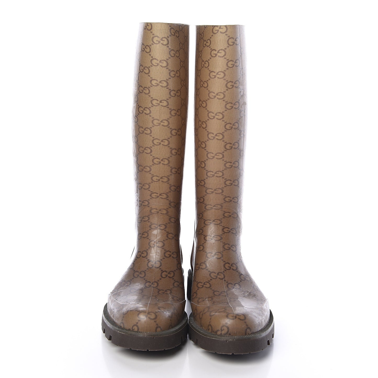 Rubber Monogram Edinburg Rain Boots 38 Transparent Cocoa