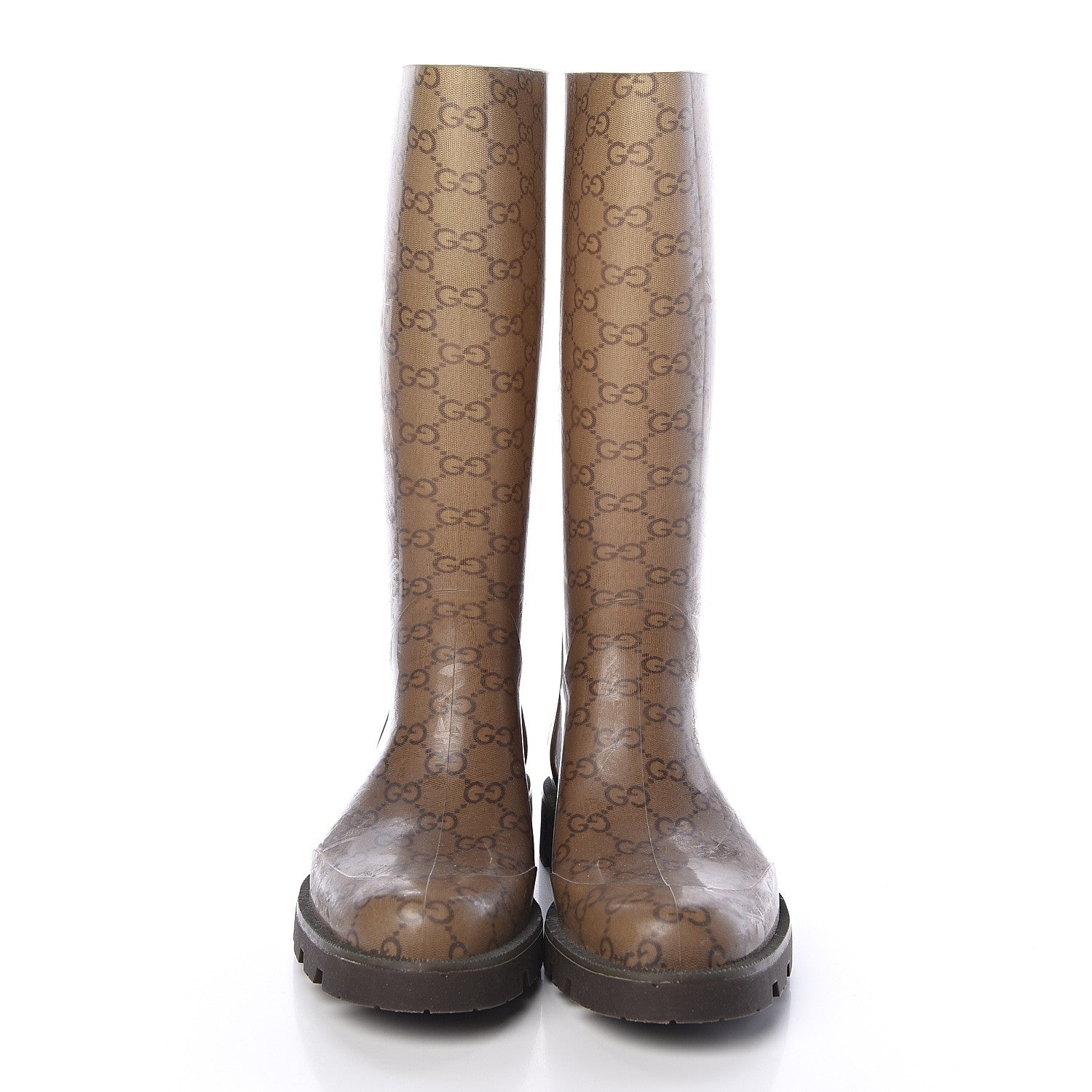 Gucci Rubber Monogram Edinburg Rain Boots 38 Transparent Cocoa 2 of 9
