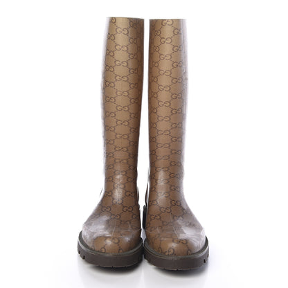 Gucci Rubber Monogram Edinburg Rain Boots 38 Transparent Cocoa 2 of 9