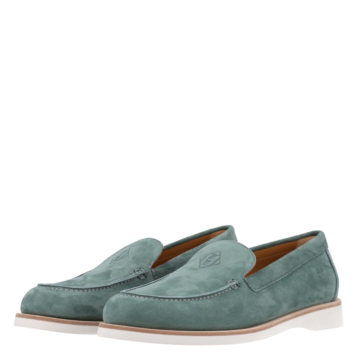 Hermes Suede Calfskin Womens Low Loafers 38 Vert Cedre 6 of 11
