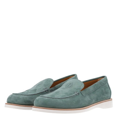 Hermes Suede Calfskin Womens Low Loafers 38 Vert Cedre 6 of 11