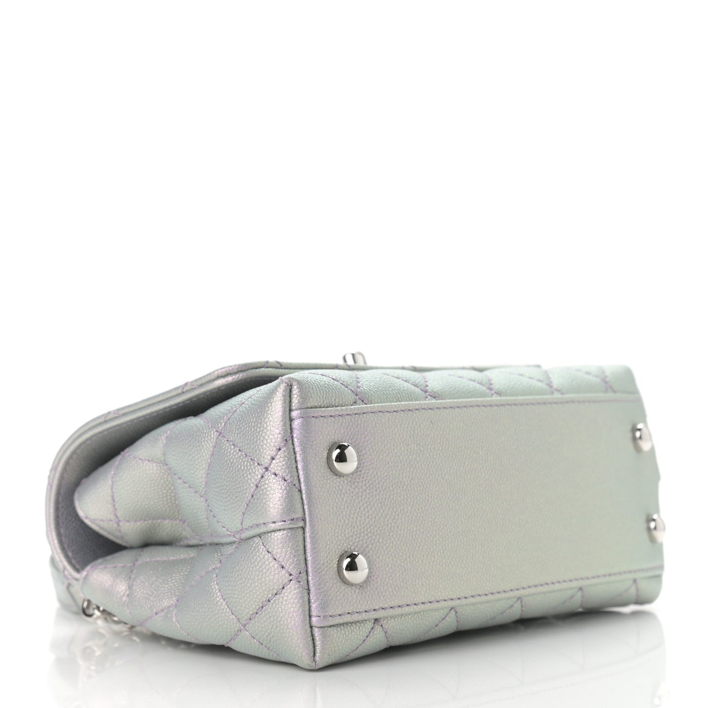 Iridescent Caviar Quilted Extra Mini Coco Handle Flap Purple