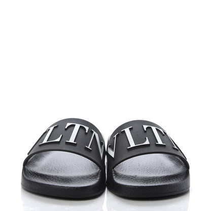 Valentino Garavani Rubber VLTN Pool Slide Sandals 35 Black 2 of 9