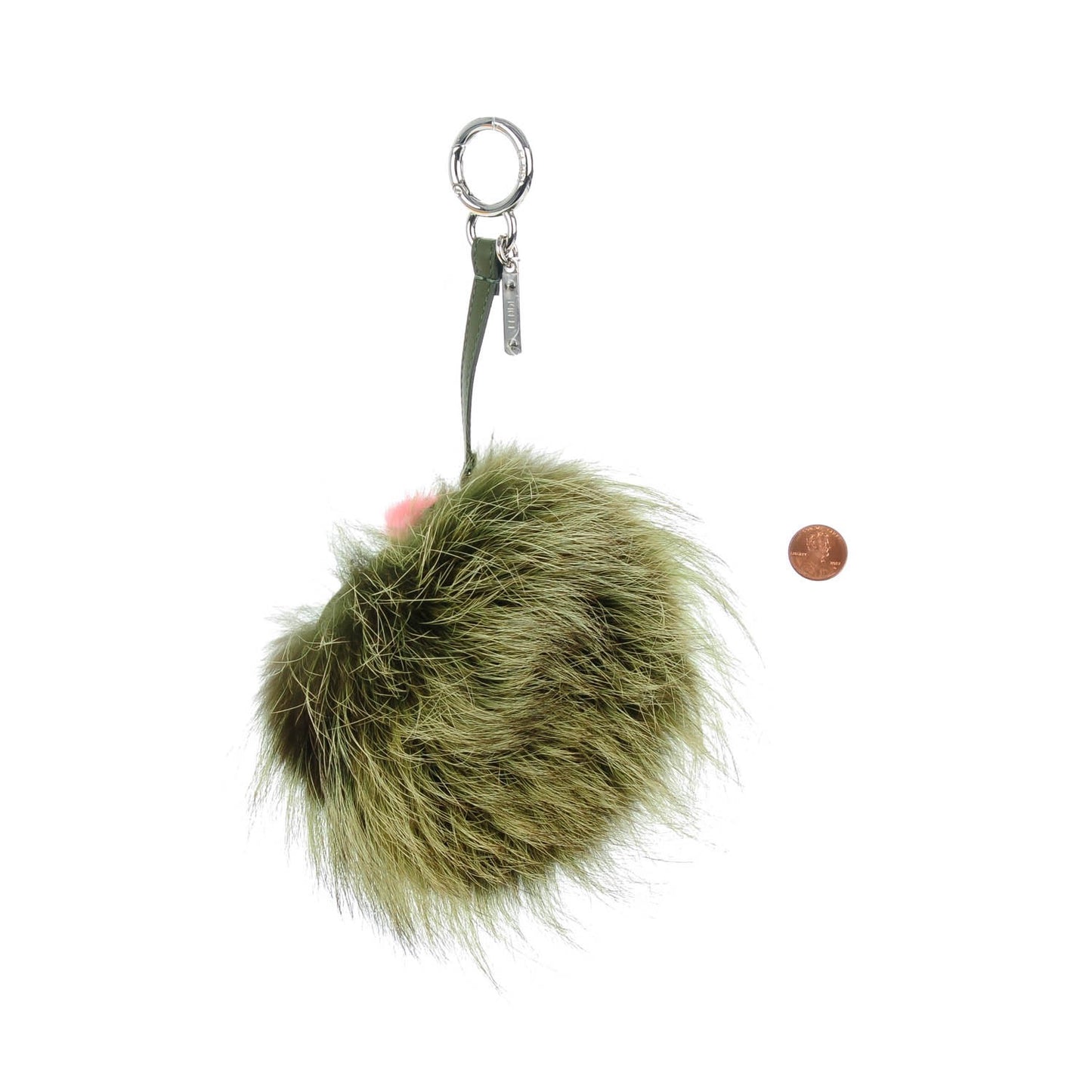 Fox Mink Rabbit Fur Vitello Flamingo Kooky Monster Bag Bug Charm Verde Multicolor Olive